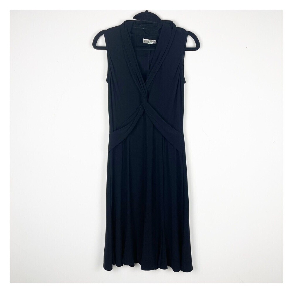 joseph Ribkopff Sleeveless V Neck Black Fit And Flare MIDI  Dress Size 10​​​​​